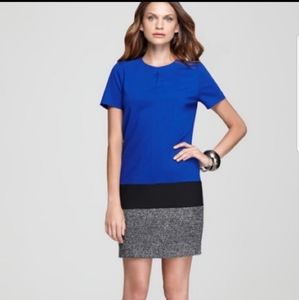 VINCE CAMUTO blue black gray color block short sleeve dress